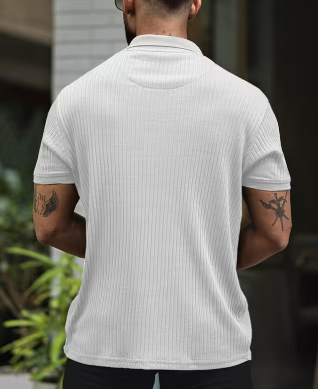 White Regular Fit Half Sleeves Tshirt