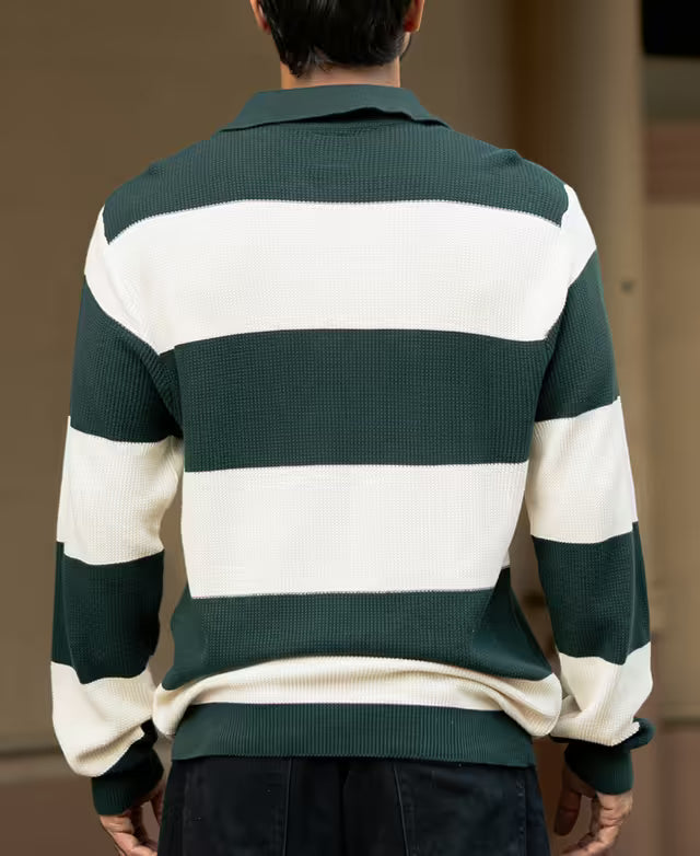 Bottle Green And Butter Regular Fit Full Sleeves T-Shirt