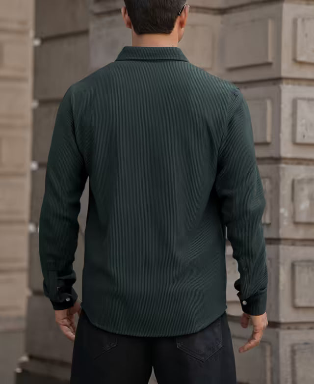 Green Regular Fit Full Sleeves Shirt