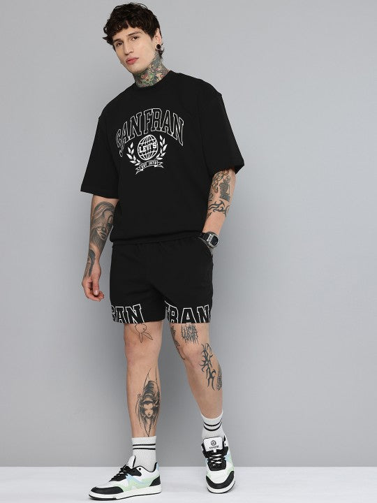 Pure Cotton Printed Loose Fit T-shirt & Shorts Co-Ords