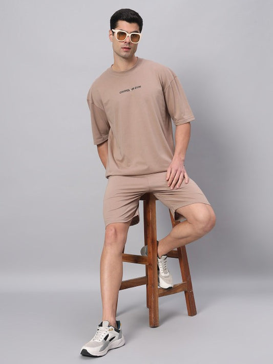 Drop Shoulder Sleeves Pure Cotton T-shirt & Short Co-Ordss