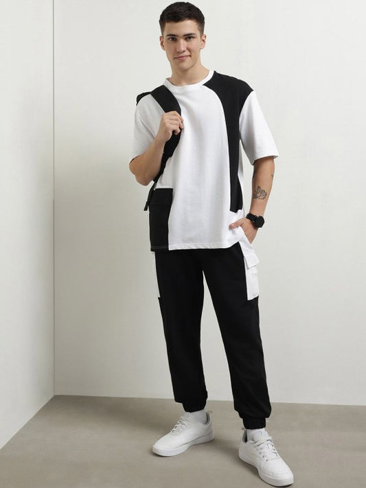 Colourblocked Round Neck Short Sleeves Oversized T-shirt & Joggers Co-Ords