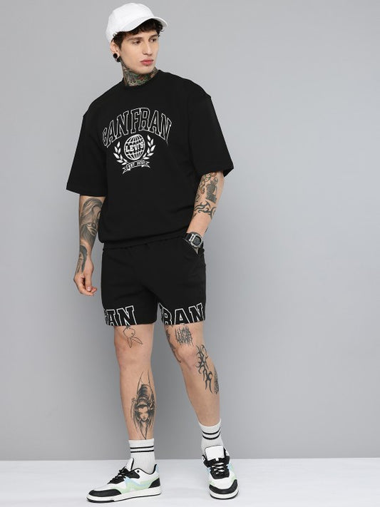 Pure Cotton Printed Loose Fit T-shirt & Shorts Co-Ords
