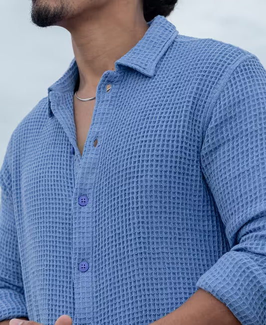 Sky Blue Structured Regular fit Full Sleeves Shirt