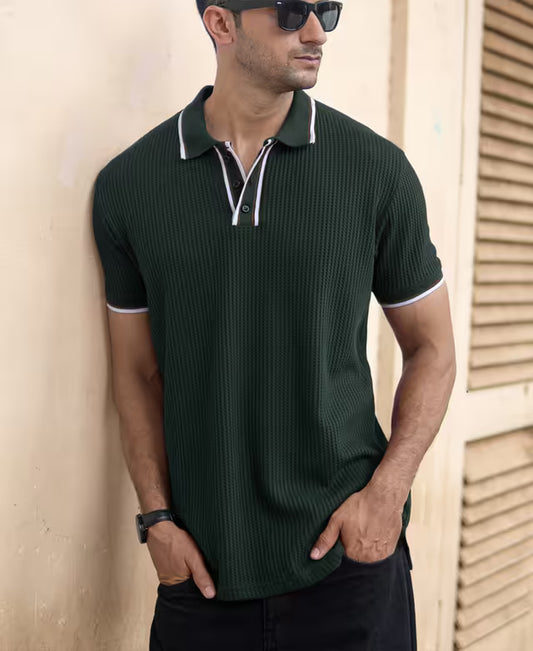 Pine Green Structured Polo T-Shirt