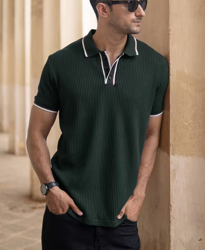 Pine Green Structured Polo T-Shirt