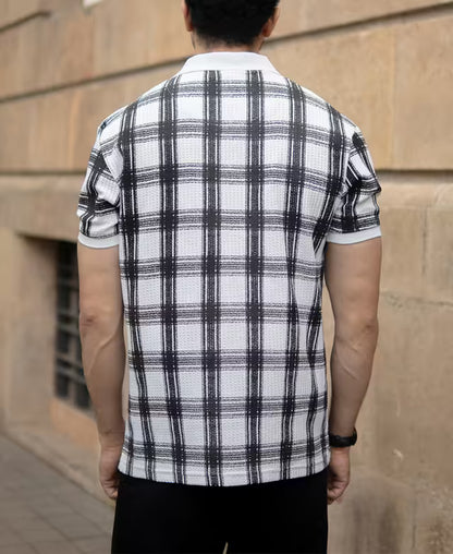 Black And White Printed Checks T-Shirt