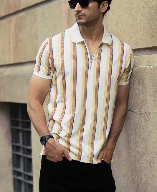 Mustard Printed Stripe T-Shirt
