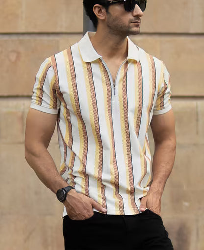 Mustard Printed Stripe T-Shirt