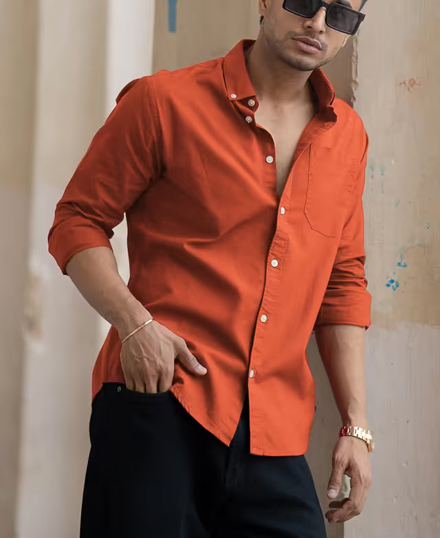 Rust Lightweight Shirt With Pocket