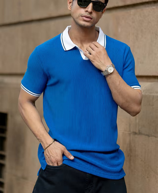 Royal Contrast Collar Polo T-Shirt