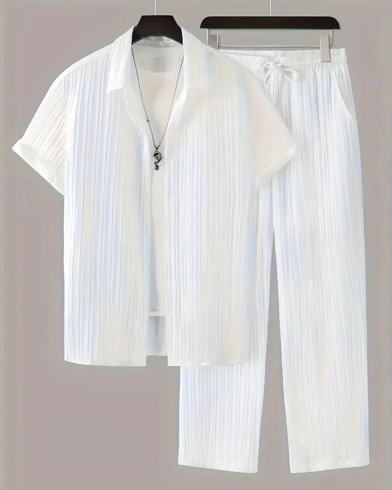 Men’s White Pleated Co-Ord Set