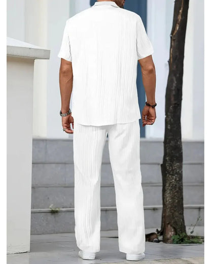 Men’s White Pleated Co-Ord Set