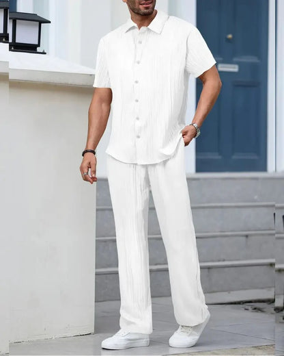 Men’s White Pleated Co-Ord Set