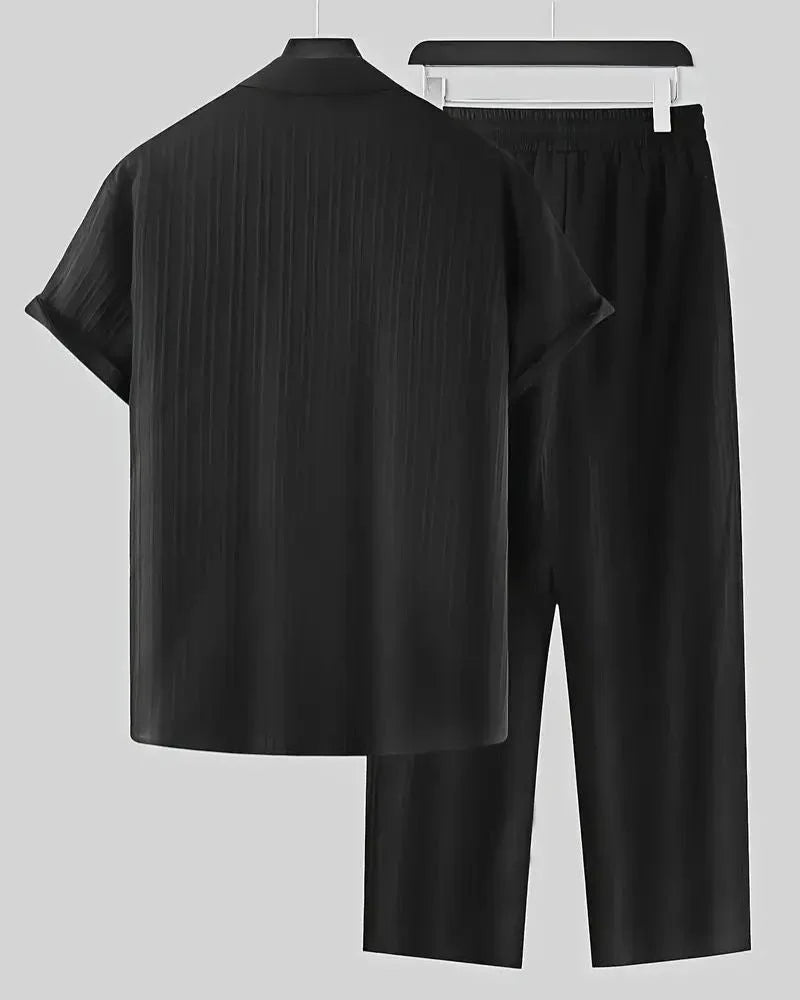 Men's Black Relax Fit Top Bottom Set