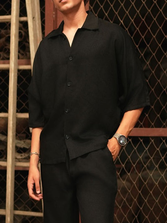 Shirt Collar Short Sleeves Shirt With Trouser Co-Ords