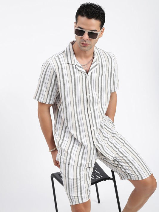 Striped Shirt With Shorts Co-Ords