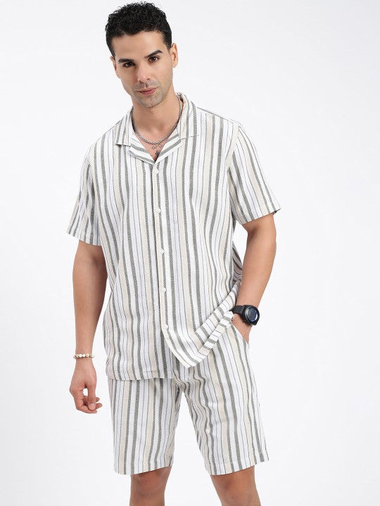 Striped Shirt With Shorts Co-Ords