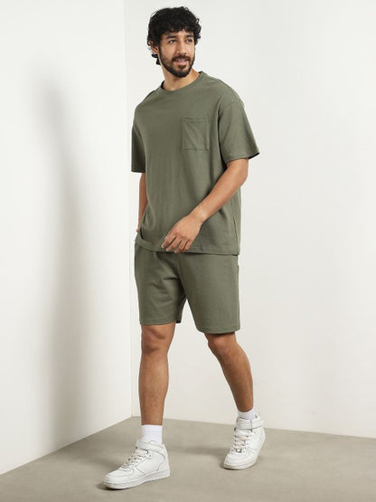 Oversized Textured T-shirt and shorts Co-ord Set