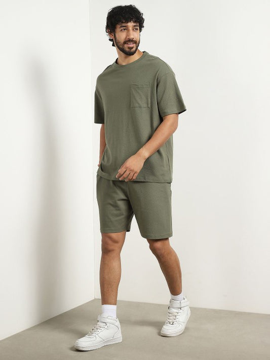 Oversized Textured T-shirt and shorts Co-ord Set
