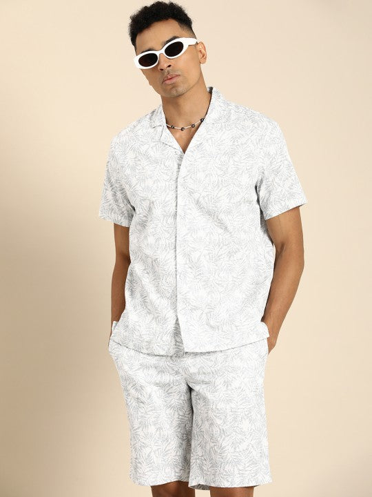 Men Printed Cotton Shirt with Shorts co-Ords set