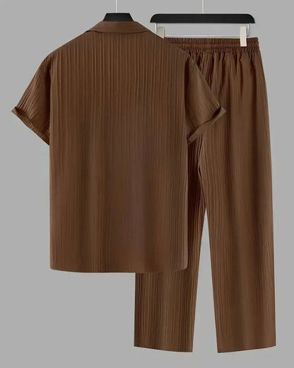Men's Brown Relax Fit Top Bottom Set