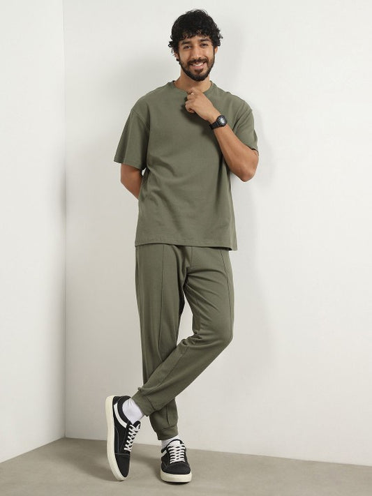 Oversized Textured T-shirt and Joggers Co-ord Set