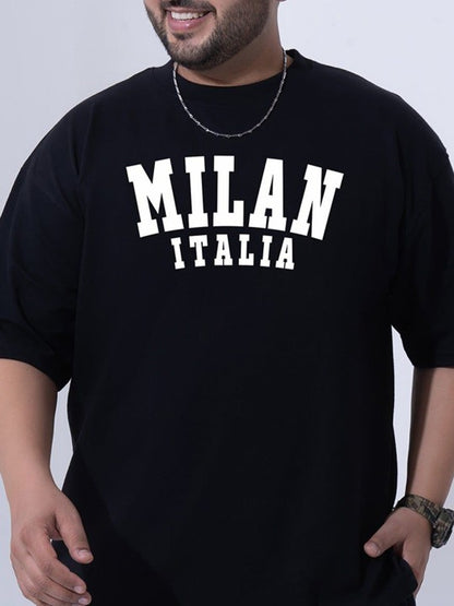 Men Plus Size Printed Pure Cotton T-Shirt With Shorts Co-Ords Set