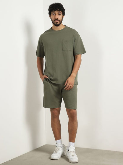 Oversized Textured T-shirt and shorts Co-ord Set