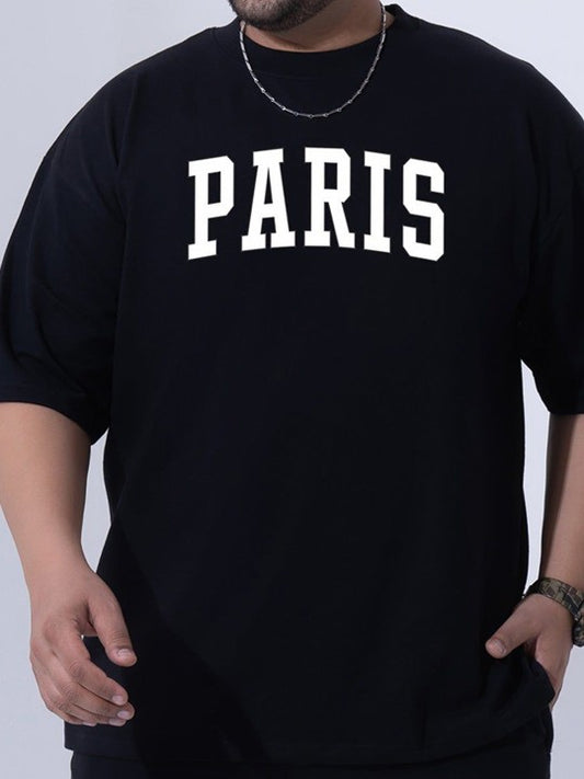 Men Plus Size Printed Pure Cotton T-Shirt With Shorts Co-Ords Set