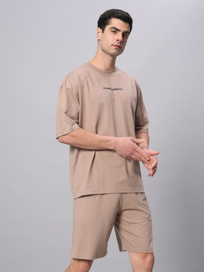 Drop Shoulder Sleeves Pure Cotton T-shirt & Short Co-Ordss
