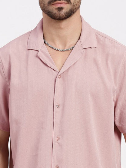 Relaxed Fit Cuban Collar Short Sleeves Shirt With Short Co-Ords