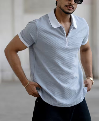 Cloud Blue Regular Fit Half Sleeves T-Shirt