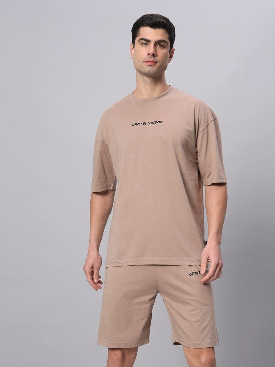 Drop Shoulder Sleeves Pure Cotton T-shirt & Short Co-Ordss