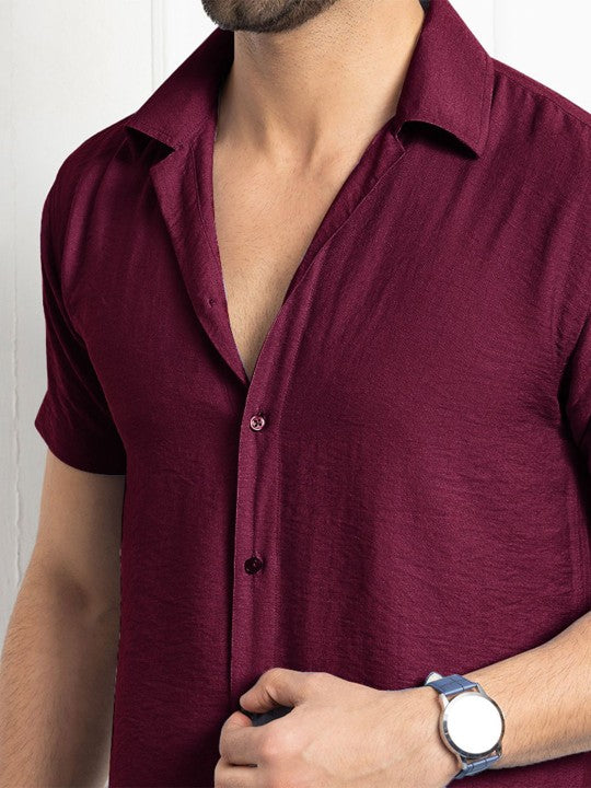 Collard Neck Short Sleeve Shirt With Trouser Co-Ords