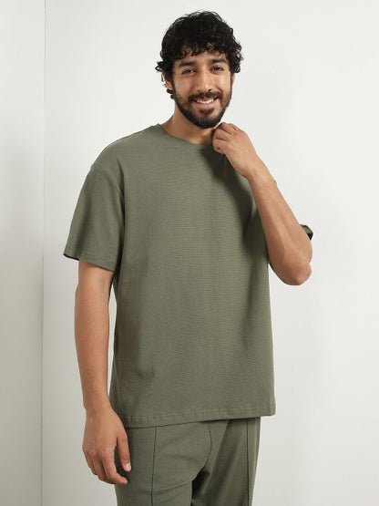 Oversized Textured T-shirt and Joggers Co-ord Set