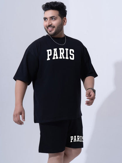 Men Plus Size Printed Pure Cotton T-Shirt With Shorts Co-Ords Set