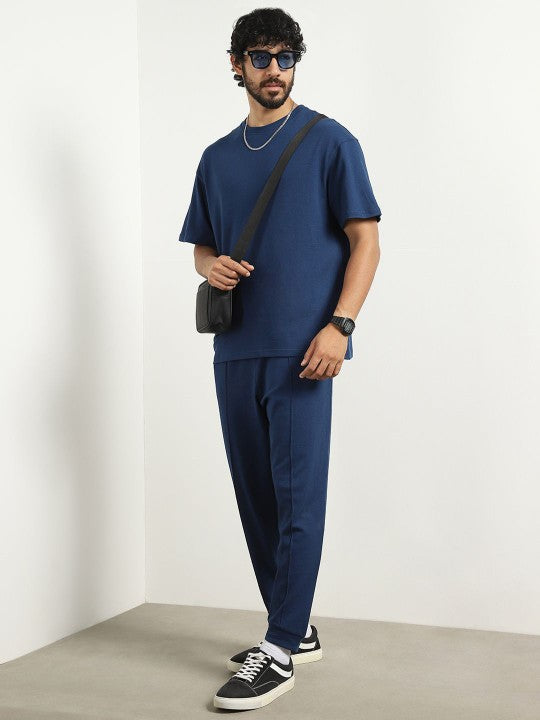 Oversized Textured T-shirt and Joggers Co-ord Set