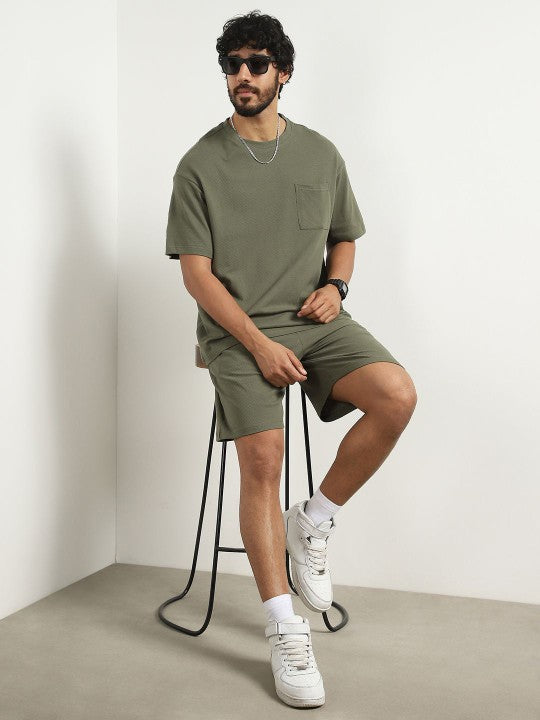 Oversized Textured T-shirt and shorts Co-ord Set