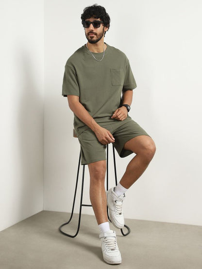 Oversized Textured T-shirt and shorts Co-ord Set